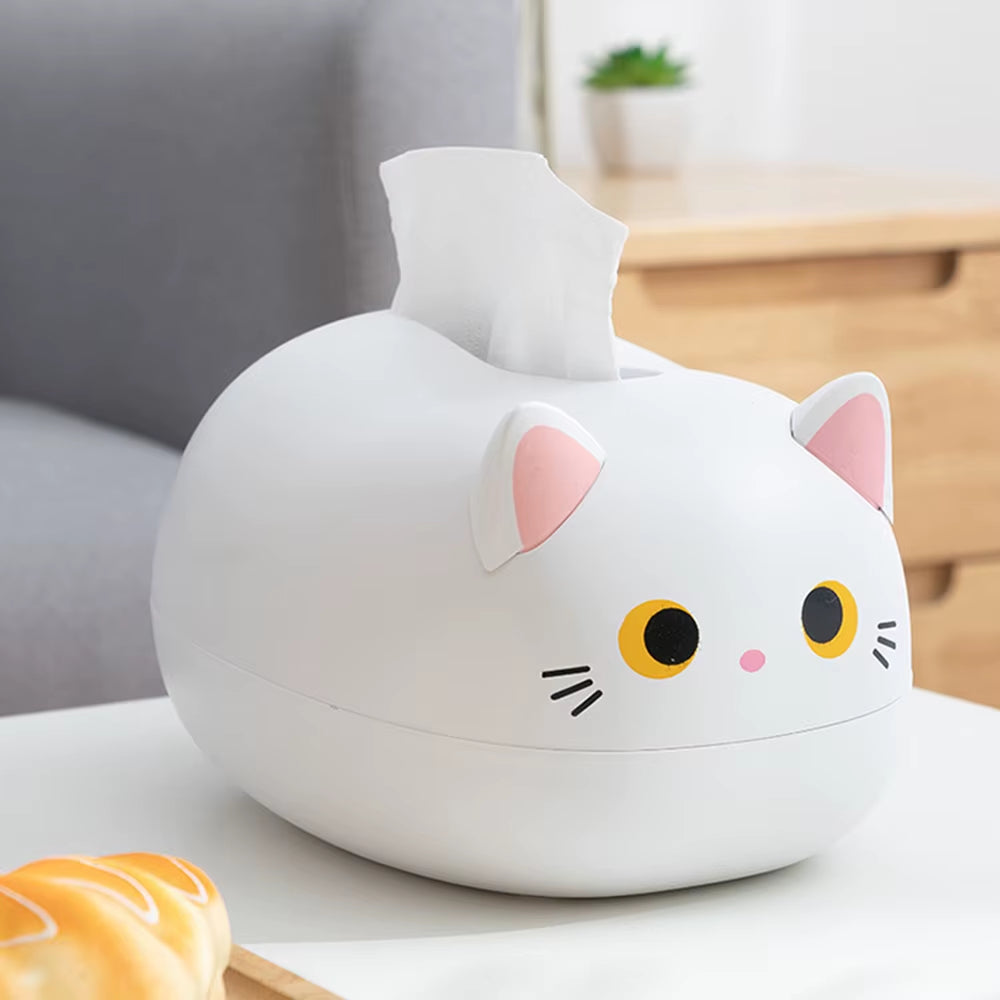 Cute Cat Tissue Box Holder with Toothpick Dispenser - Multifunctional Decorative Tissue Box Cover for Living Room, Dining Table & Office