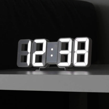 3D LED Digital Wall Clock with Alarm - Large 9" Display, Adjustable Brightness, Date, Temperature & 12/24H Desk or Wall Clock for Bedroom, Kitchen & Office