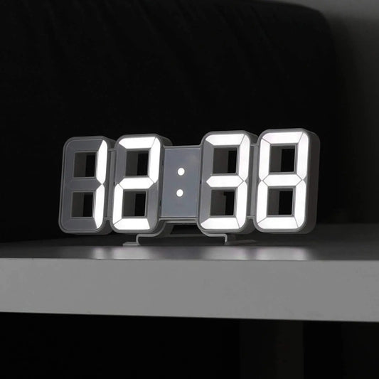 3D LED Digital Wall Clock with Alarm - Large 9" Display, Adjustable Brightness, Date, Temperature & 12/24H Desk or Wall Clock for Bedroom, Kitchen & Office