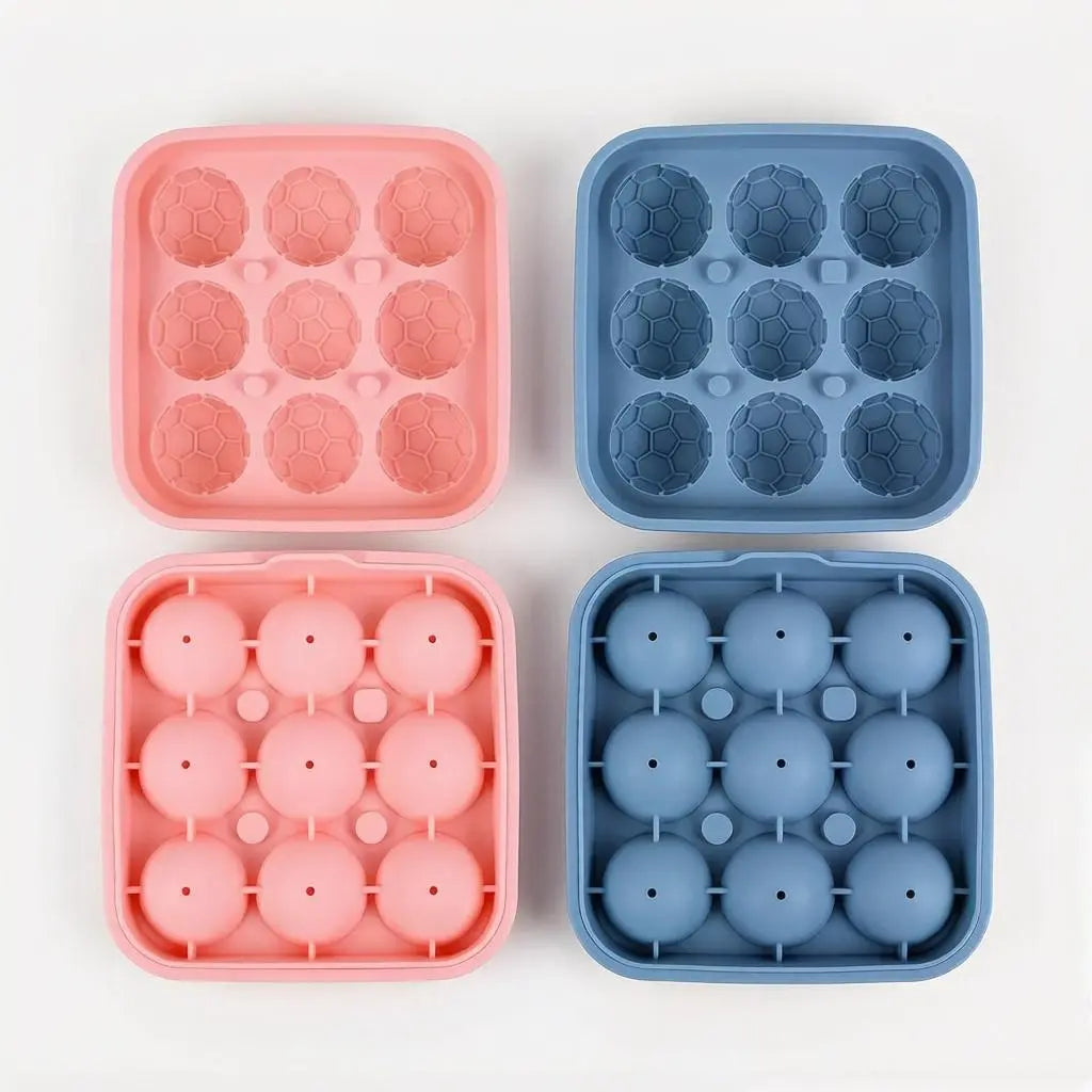 Football Ice Cube Tray - Makes 9 Large Soccer-Shaped Ice Cubes for Whiskey, Cocktails, Coffee & Drinks | Reusable Silicone Ice Mold