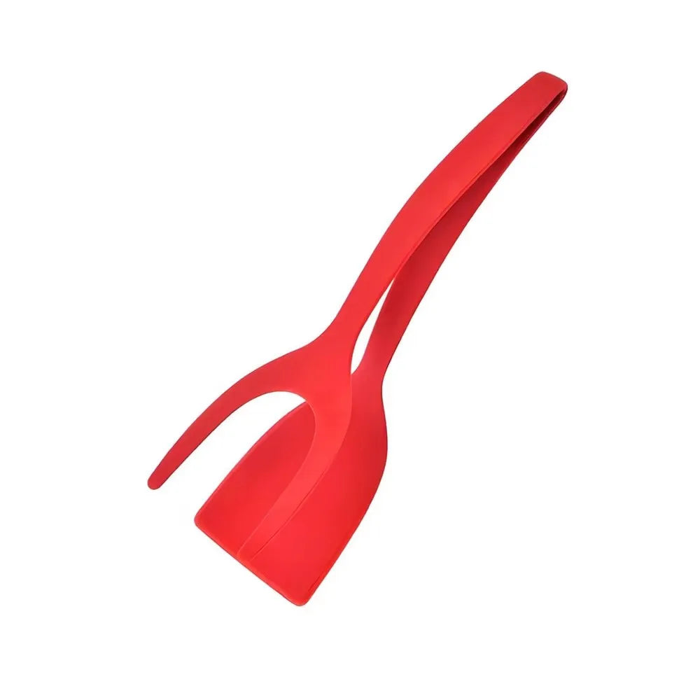 2-in-1 Grip & Flip Spatula Tongs - Non-Stick Nylon Turner for Eggs, Pancakes, Fish, Steak & Omelets