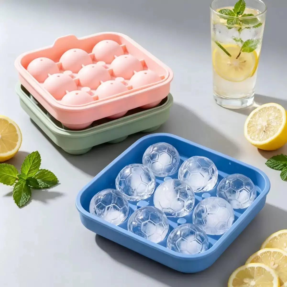 Football Ice Cube Tray - Makes 9 Large Soccer-Shaped Ice Cubes for Whiskey, Cocktails, Coffee & Drinks | Reusable Silicone Ice Mold