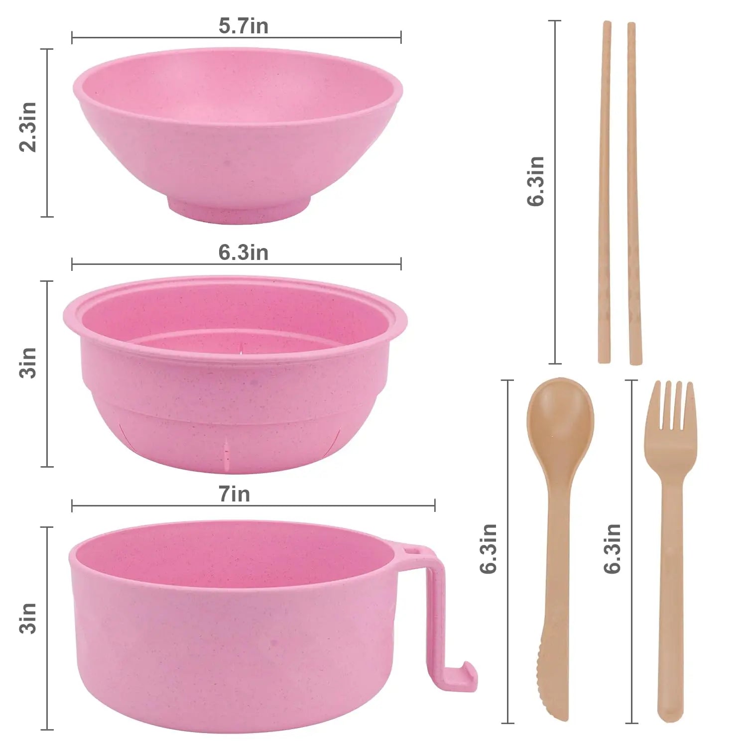 Microwave Ramen Cooker Bowl Set - Instant Noodle Bowl with Lid, Chopsticks & Spoon for Quick Meals, College Dorm & Home