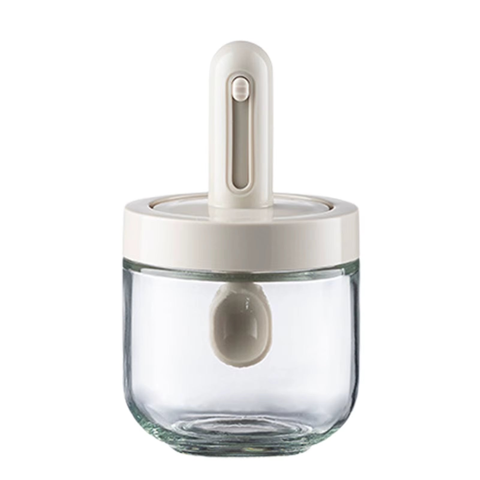 Glass Spice Jar with Lid & Retractable Spoon - Airtight Seasoning Container for Salt, Sugar, Spices & Kitchen Storage