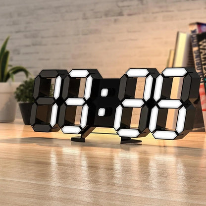 3D LED Digital Wall Clock with Alarm - Large 9" Display, Adjustable Brightness, Date, Temperature & 12/24H Desk or Wall Clock for Bedroom, Kitchen & Office