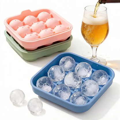 Football Ice Cube Tray - Makes 9 Large Soccer-Shaped Ice Cubes for Whiskey, Cocktails, Coffee & Drinks | Reusable Silicone Ice Mold