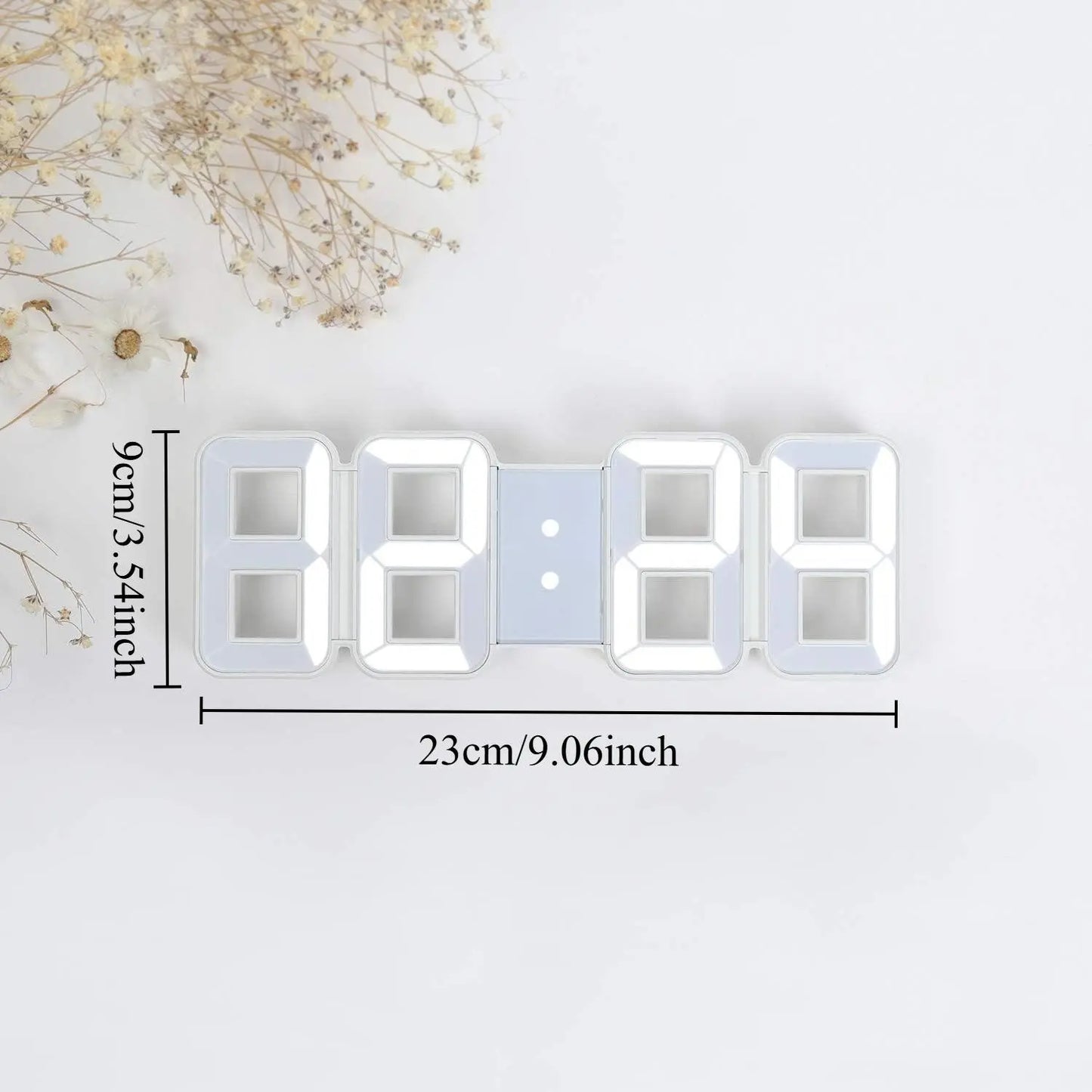 3D LED Digital Wall Clock with Alarm - Large 9" Display, Adjustable Brightness, Date, Temperature & 12/24H Desk or Wall Clock for Bedroom, Kitchen & Office