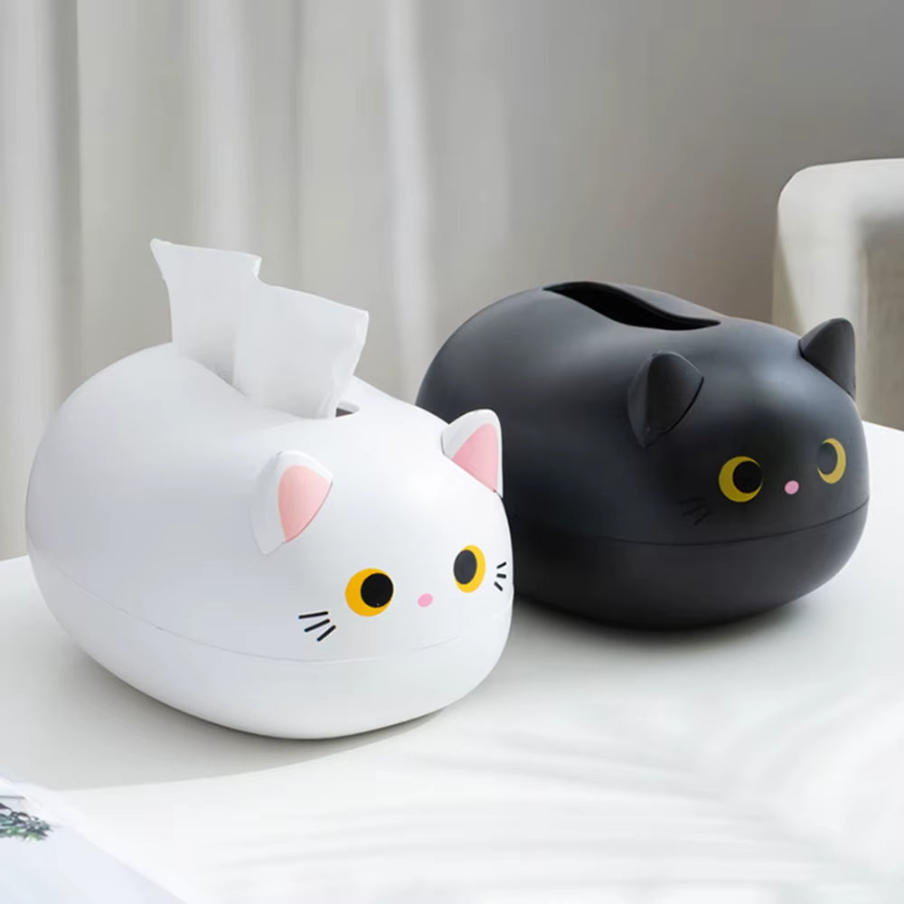 Cute Cat Tissue Box Holder with Toothpick Dispenser - Multifunctional Decorative Tissue Box Cover for Living Room, Dining Table & Office