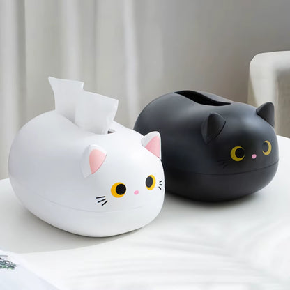 Cute Cat Tissue Box Holder with Toothpick Dispenser - Multifunctional Decorative Tissue Box Cover for Living Room, Dining Table & Office