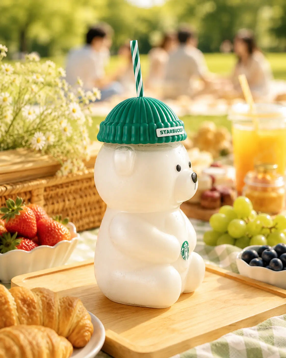 Limited Edition Pink Bear Glass Tumbler (20 oz / 590 ml) - Cute Barista Bear Drinking Cup for Coffee, Tea & Cold Beverages