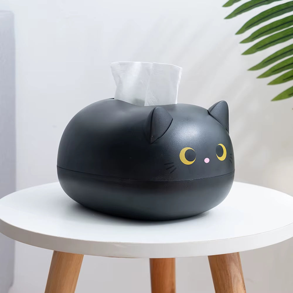 Cute Cat Tissue Box Holder with Toothpick Dispenser - Multifunctional Decorative Tissue Box Cover for Living Room, Dining Table & Office