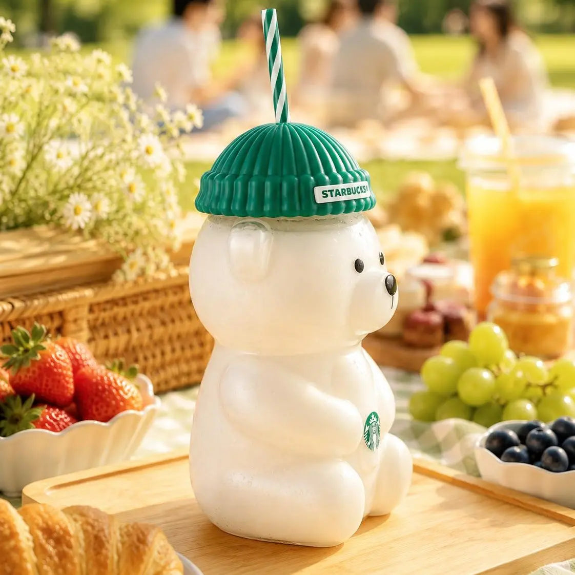 Limited Edition Pink Bear Glass Tumbler (20 oz / 590 ml) - Cute Barista Bear Drinking Cup for Coffee, Tea & Cold Beverages