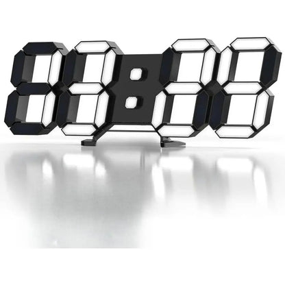 3D LED Digital Wall Clock with Alarm - Large 9" Display, Adjustable Brightness, Date, Temperature & 12/24H Desk or Wall Clock for Bedroom, Kitchen & Office
