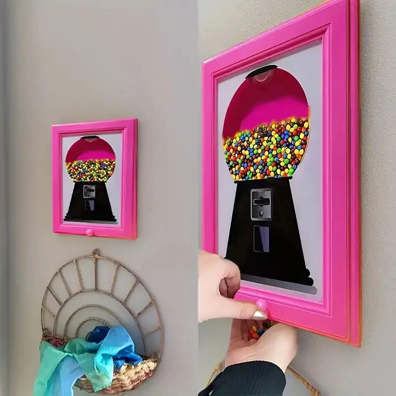 Wall-Mounted Photo Frame Candy Dispenser - Dual-Function Snack & Treat Storage Display for Home Décor, Pet Treats & Gifts