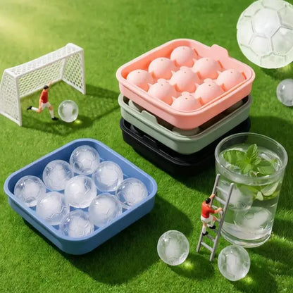 Football Ice Cube Tray - Makes 9 Large Soccer-Shaped Ice Cubes for Whiskey, Cocktails, Coffee & Drinks | Reusable Silicone Ice Mold
