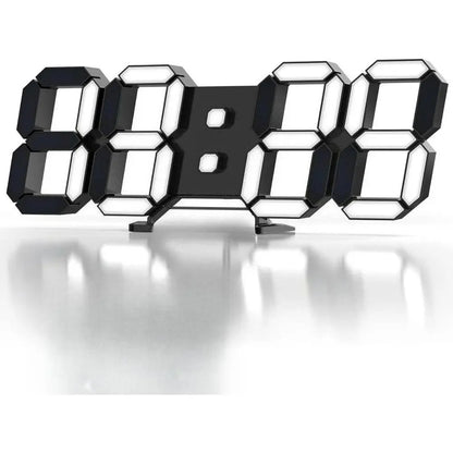 3D LED Digital Wall Clock with Alarm - Large 9" Display, Adjustable Brightness, Date, Temperature & 12/24H Desk or Wall Clock for Bedroom, Kitchen & Office