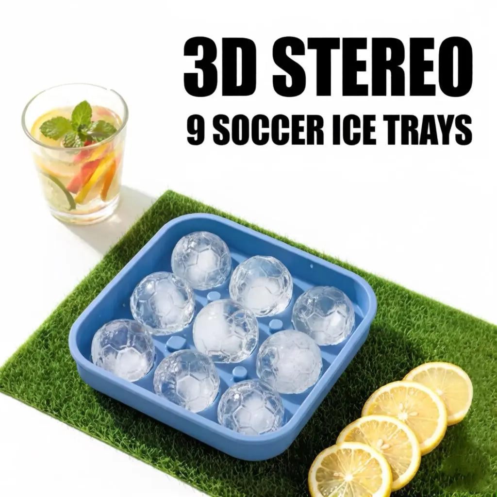 Football Ice Cube Tray - Makes 9 Large Soccer-Shaped Ice Cubes for Whiskey, Cocktails, Coffee & Drinks | Reusable Silicone Ice Mold