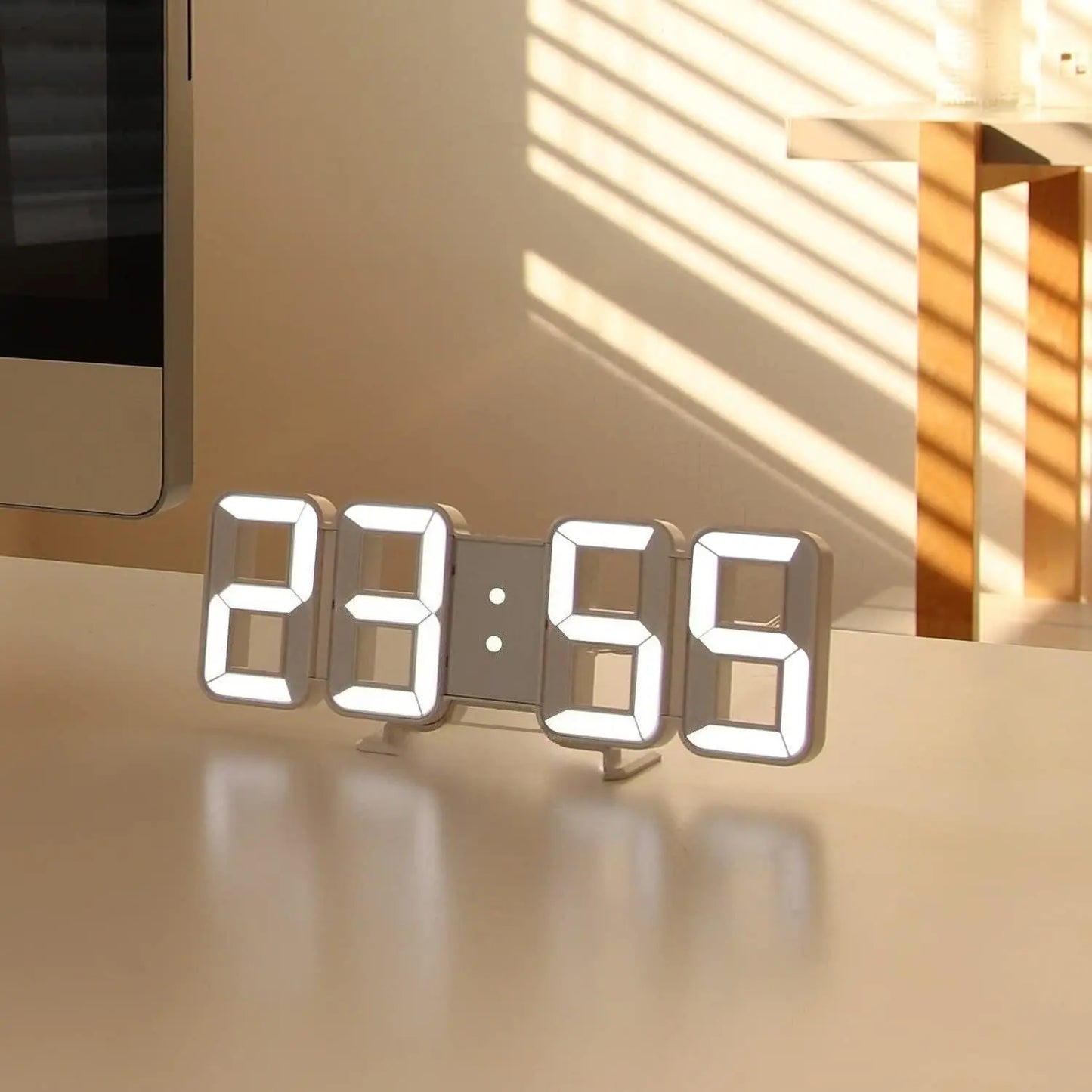 3D LED Digital Wall Clock with Alarm - Large 9" Display, Adjustable Brightness, Date, Temperature & 12/24H Desk or Wall Clock for Bedroom, Kitchen & Office