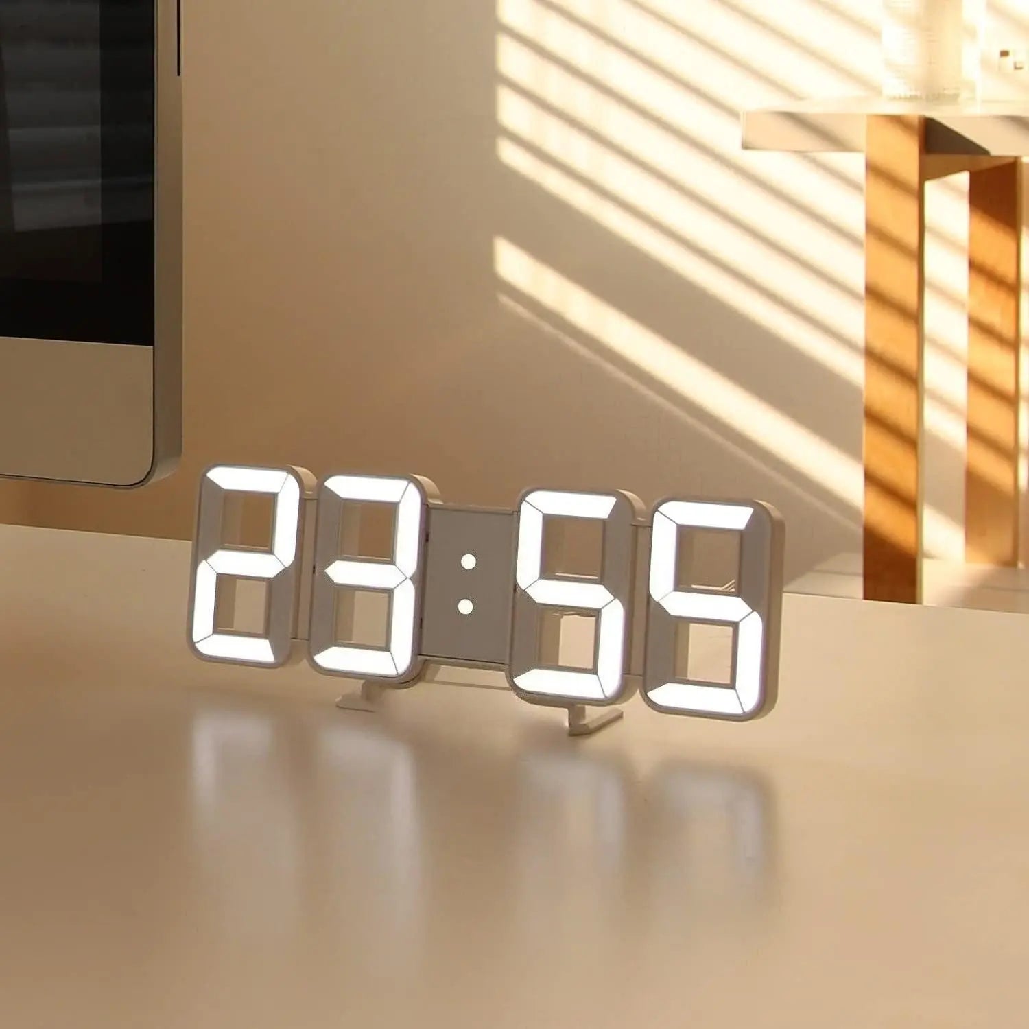 3D LED Digital Wall Clock with Alarm - Large 9" Display, Adjustable Brightness, Date, Temperature & 12/24H Desk or Wall Clock for Bedroom, Kitchen & Office