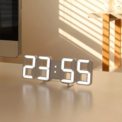 3D LED Digital Wall Clock with Alarm - Large 9" Display, Adjustable Brightness, Date, Temperature & 12/24H Desk or Wall Clock for Bedroom, Kitchen & Office